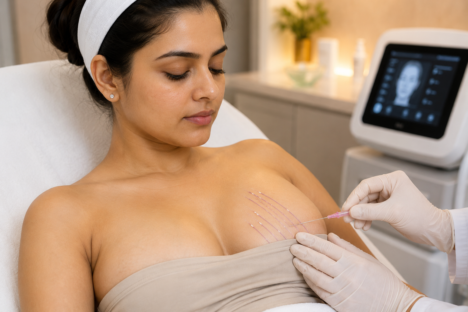 Non surgical breast lift session