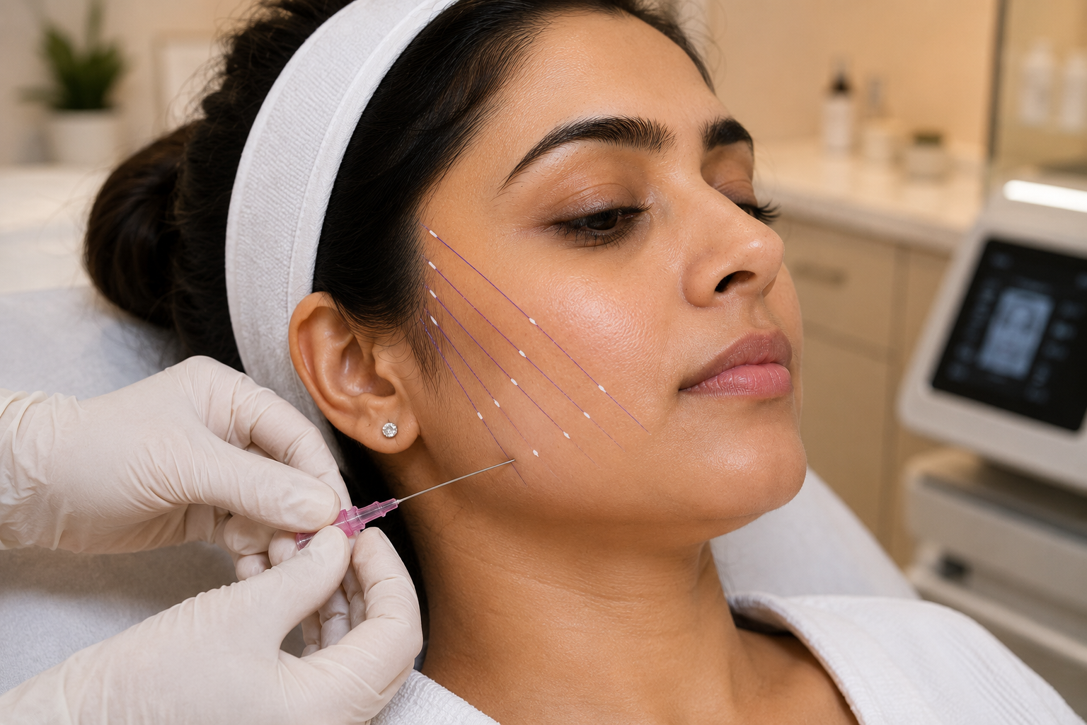 Non-surgical facelift session